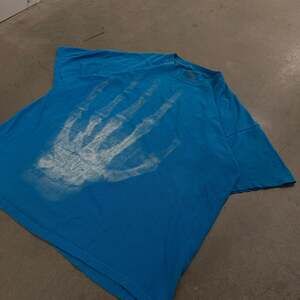 HAWK Blue Graphic T Shirt Skeleton Hand Skate Y2K XL